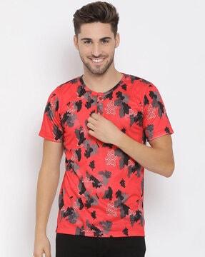 printed slim fit henley t-shirt