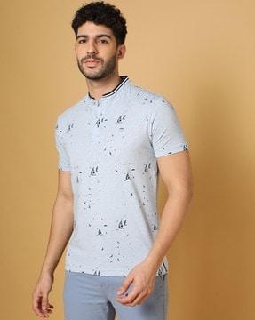 printed slim fit henley t-shirt