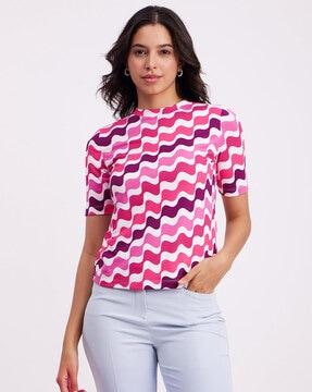 printed slim fit high-neck top