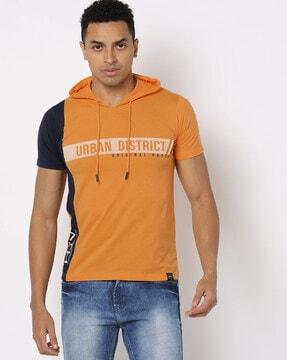 printed slim fit hooded t-shirt