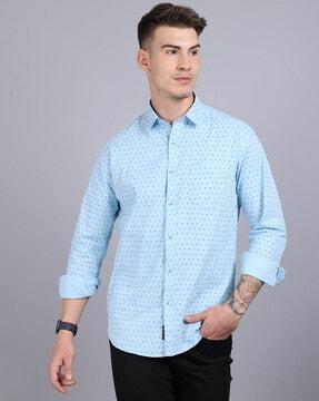 printed slim fit knitted shirt