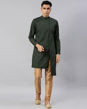 printed slim fit kurta with asymmetric hemline