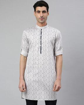 printed slim fit long kurta