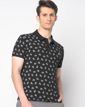 printed slim fit polo t-shirt