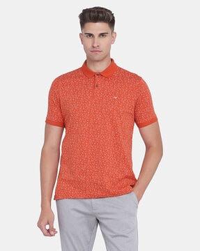 printed slim fit polo t-shirt