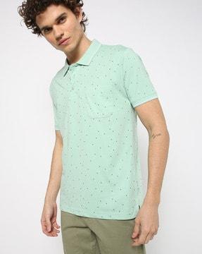 printed slim fit polo t-shirt