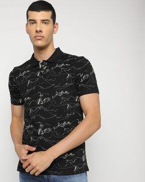 printed slim fit polo t-shirt