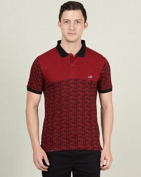 printed slim fit polo t-shirt