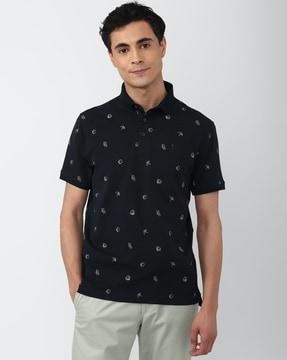 printed slim fit polo t-shirt