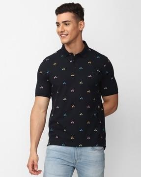 printed slim fit polo t-shirt