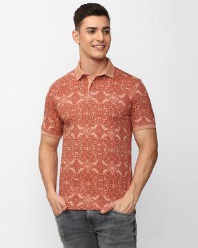 printed slim fit polo t-shirt