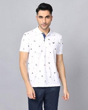 printed slim fit polo t-shirt