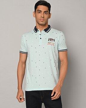 printed slim fit polo t-shirt