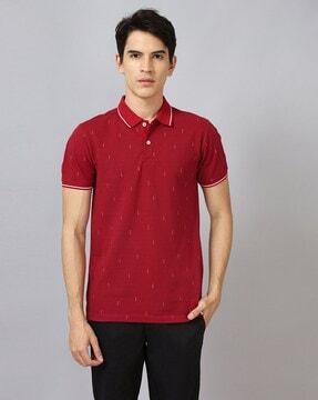 printed slim fit polo t-shirt