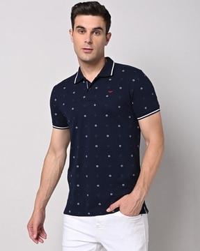 printed slim fit polo t-shirt