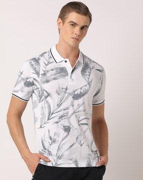 printed slim fit polo t-shirt