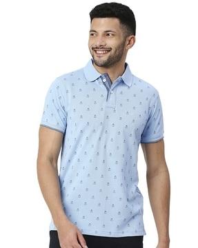 printed slim fit polo t-shirt