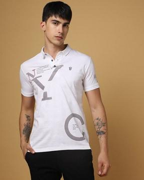 printed slim fit polo t-shirt