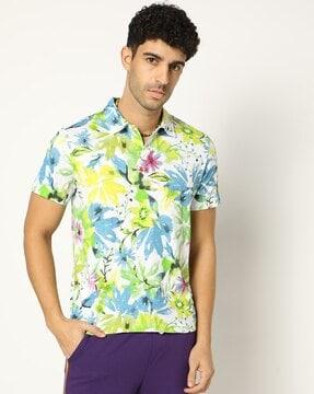 printed slim fit polo t-shirt