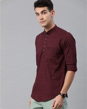 printed slim fit shirt kurta