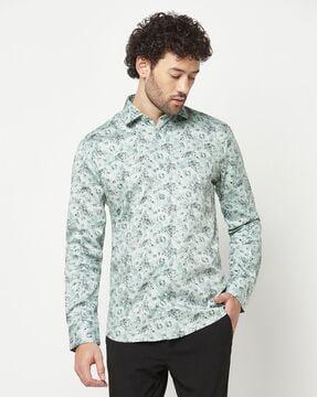 printed slim fit shirt with full sleeves