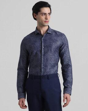 printed slim fit shirt with full sleeves