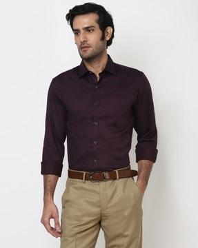 printed slim fit shirt with patch pocket