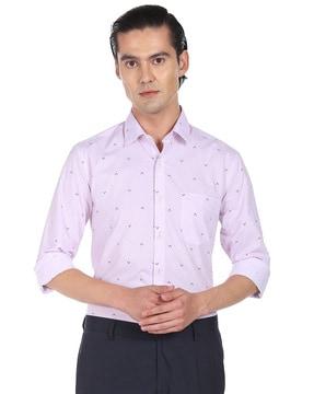 printed slim fit shirt with patch pocket