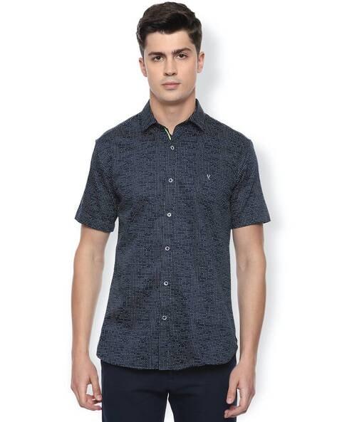 printed slim fit shirt with spread collar