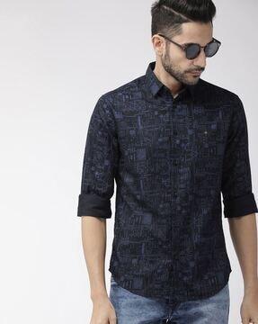 printed slim fit shirt