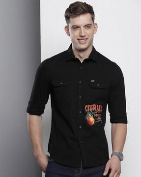 printed slim fit shirt