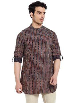 printed slim fit short kurta