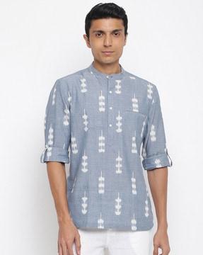 printed slim fit short kurta