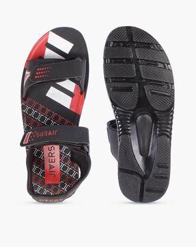 printed slip-on sandals with velcro fastening