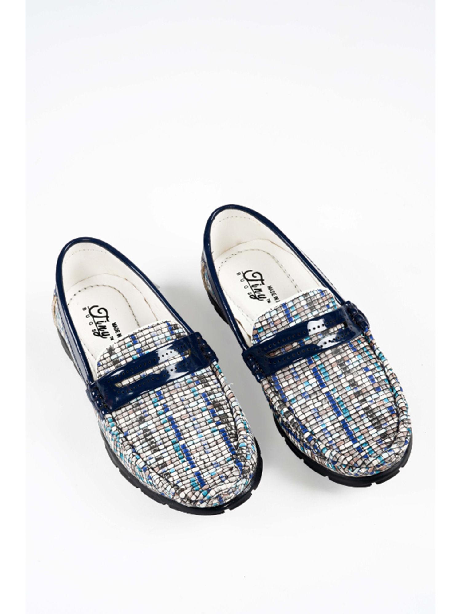 printed slip ons loafers - blue