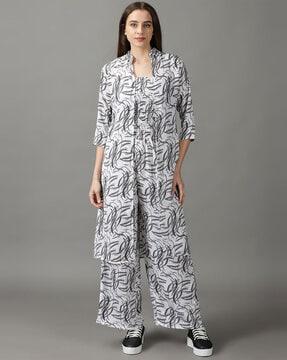 printed smocked jumpsuit