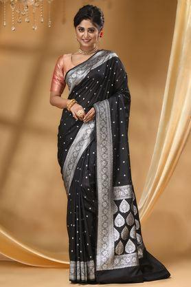 printed soft silk regular fit women's saree - black