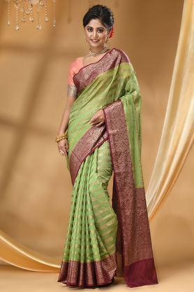 printed soft silk regular fit women's saree - green
