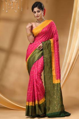 printed soft silk regular fit women's saree - pink