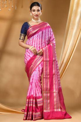 printed soft silk regular fit women's saree - pink