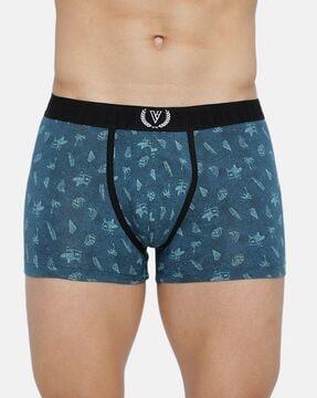 printed sports double layer gusset trunks