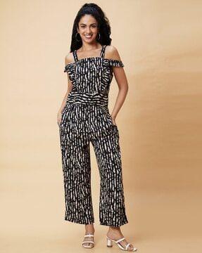 printed square neck jumpsuit