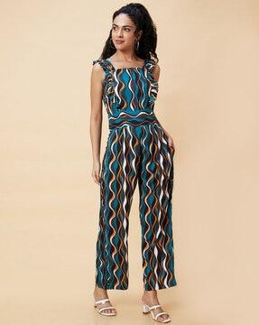 printed square neck jumpsuit