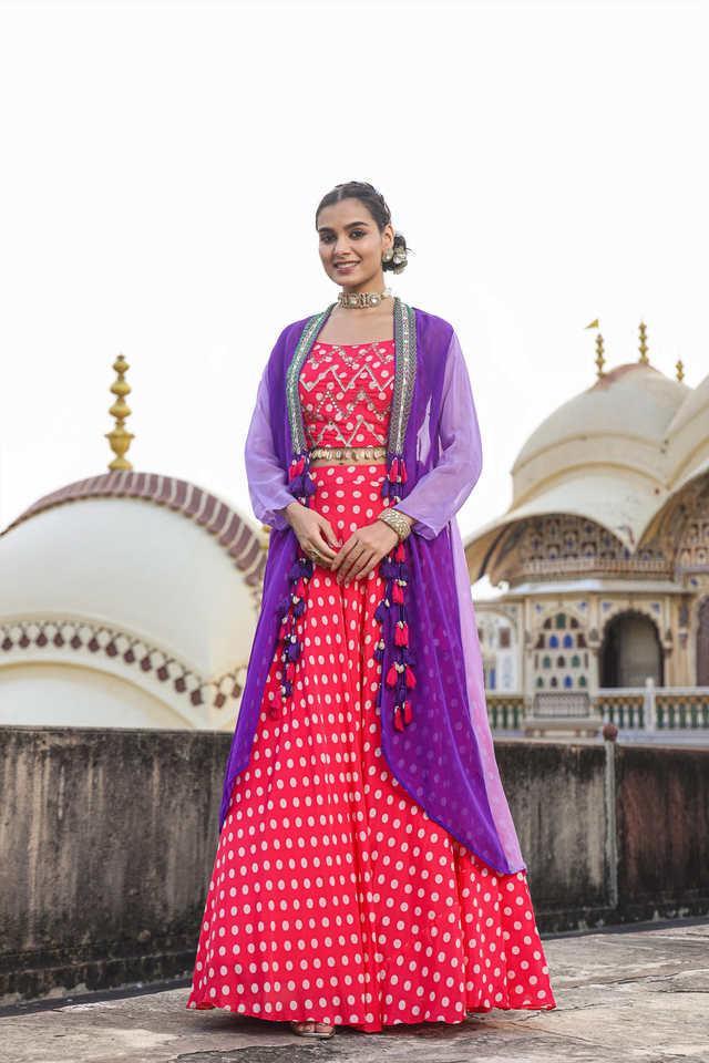 printed square neck silk womens lehenga choli set