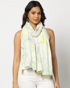 printed stole with tassel details