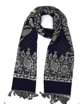 printed stole with tassels