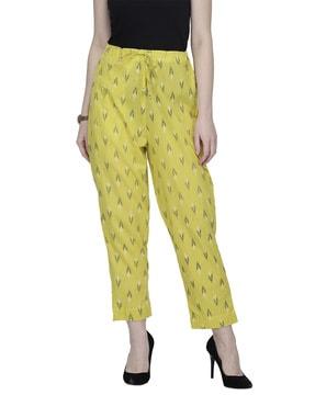 printed straight fit ankle-length pants