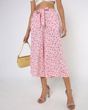 printed straight fit culottes
