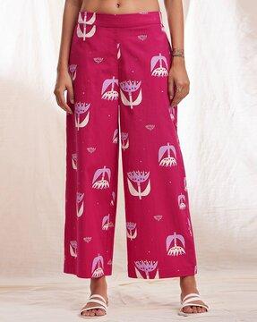 printed straight fit palazzos