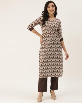 printed straight kurta & palazzo set